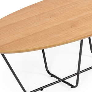 Homeroots Industrial Large Oak And Black Powder Metal Coffee Table   472141