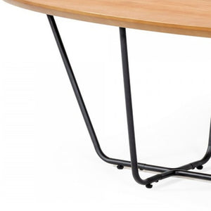 Homeroots Industrial Small Oak And Black Powder Metal Coffee Table   472142