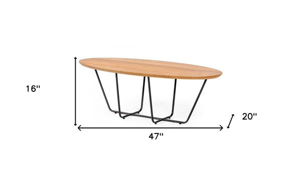 Homeroots Industrial Small Oak And Black Powder Metal Coffee Table   472142