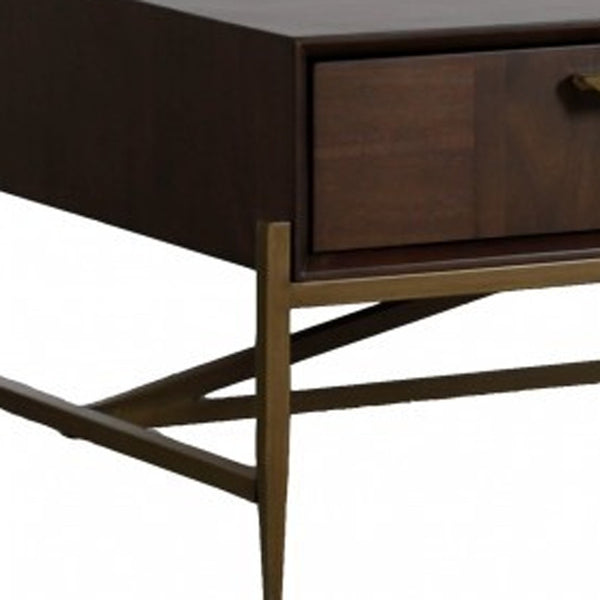 Homeroots Modern Dark Mango Acacia And Brass Coffee Table   472143