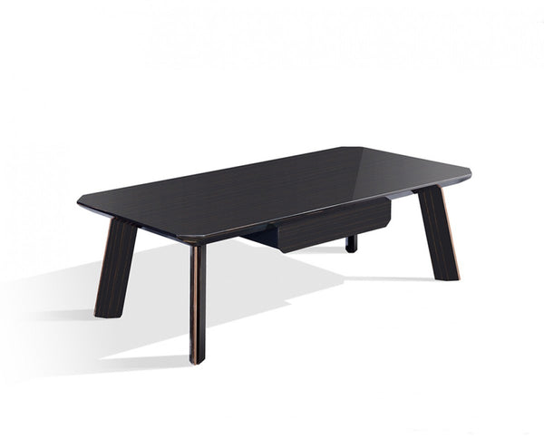 Homeroots Modern Black And Rose Gold Coffee Table   472144