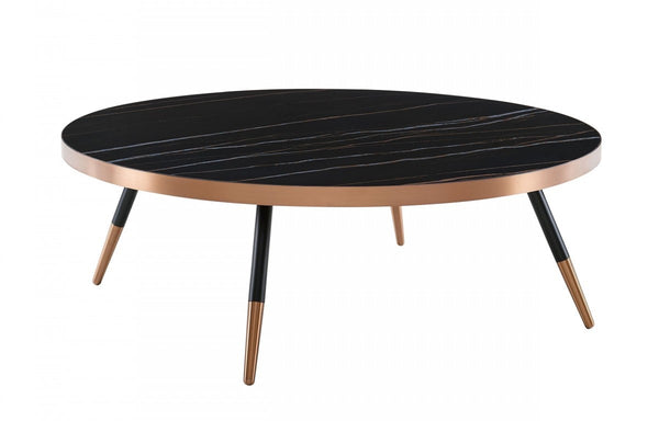 Homeroots Modern Large Black And Gold Ceramic Coffee Table   472145