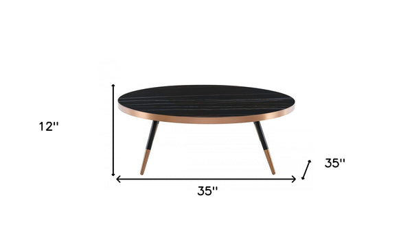 Homeroots Modern Large Black And Gold Ceramic Coffee Table   472145
