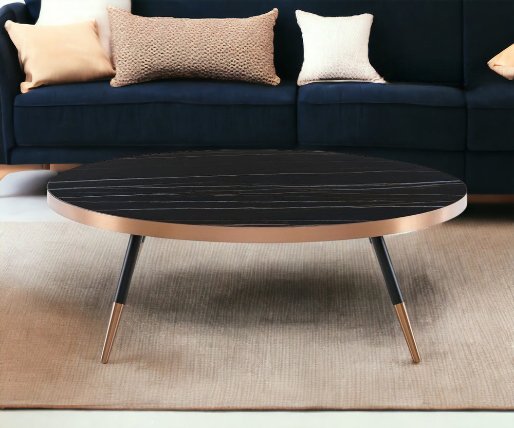 Homeroots Modern Large Black And Gold Ceramic Coffee Table   472145