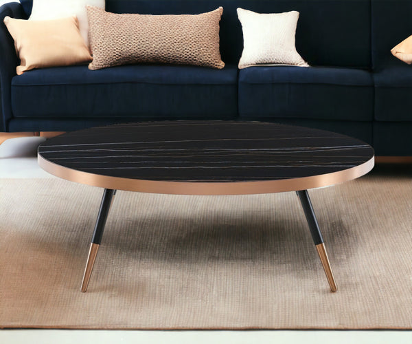 Homeroots Modern Large Black And Gold Ceramic Coffee Table   472145