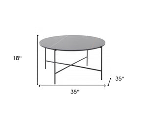 Homeroots Modern Black Ceramic Round Coffee Table   472147