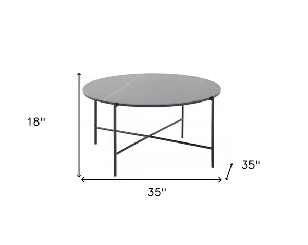 Homeroots Modern Black Ceramic Round Coffee Table   472147
