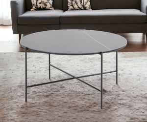 Homeroots Modern Black Ceramic Round Coffee Table   472147