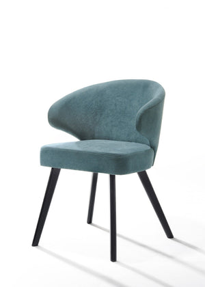 Homeroots Set Of Two Teal Blue And Black Upholstered Fabric Wing Back Dining Arm Chairs  Wood 472148