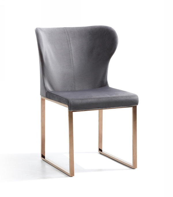 Homeroots Gray Rosegold Velvet Dining Chair  Metal 472149