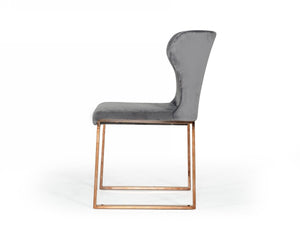 Homeroots Gray Rosegold Velvet Dining Chair  Metal 472149