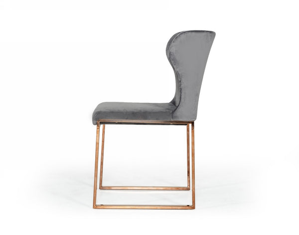 Homeroots Gray Rosegold Velvet Dining Chair  Metal 472149