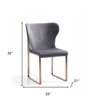 Homeroots Gray Rosegold Velvet Dining Chair  Metal 472149