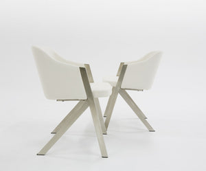Homeroots Set Of Two White Faux Leather Modern Dining Chairs  Metal 472150