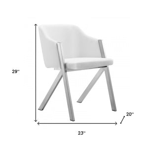 Homeroots Set Of Two White Faux Leather Modern Dining Chairs  Metal 472150