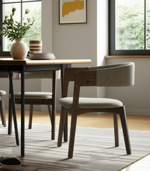HomeRoots Set of Two Elegant Gray and Brown Upholstered Dining Arm Chairs for Stylish Comfort Anywhere 472153