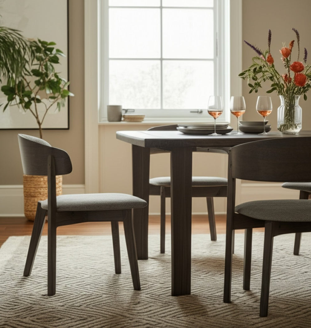 HomeRoots Set of Two Elegant Gray and Brown Upholstered Dining Arm Chairs for Stylish Comfort Anywhere 472153