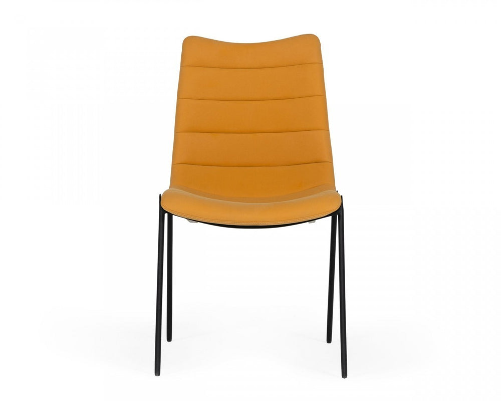 Homeroots Set Of Two Tan Faux Leather Industrial Dining Chairs  Metal And Wood 472154