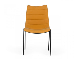 Homeroots Set Of Two Tan Faux Leather Industrial Dining Chairs  Metal And Wood 472154