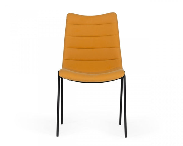 Homeroots Set Of Two Tan Faux Leather Industrial Dining Chairs  Metal And Wood 472154