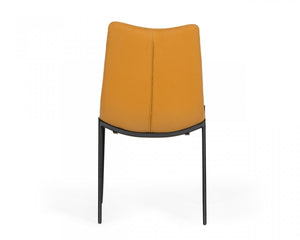 Homeroots Set Of Two Tan Faux Leather Industrial Dining Chairs  Metal And Wood 472154