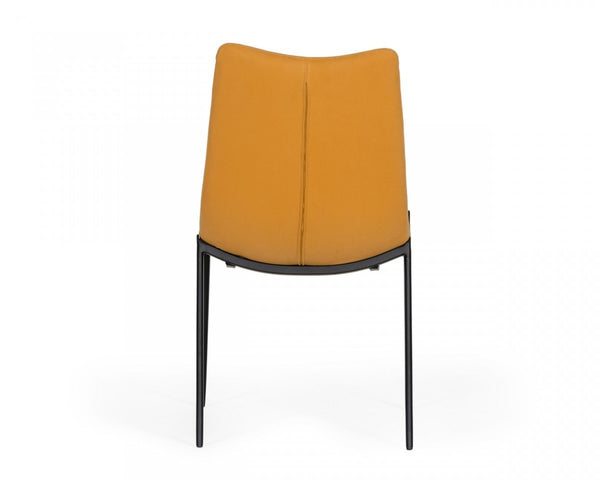 Homeroots Set Of Two Tan Faux Leather Industrial Dining Chairs  Metal And Wood 472154