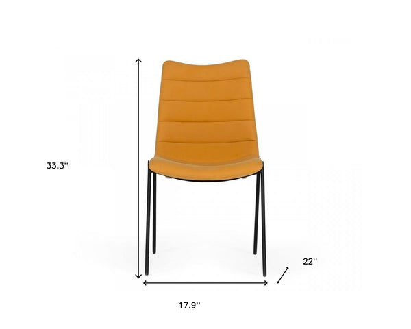 Homeroots Set Of Two Tan Faux Leather Industrial Dining Chairs  Metal And Wood 472154