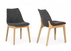 Homeroots Set Of Two Dark Gray Fabric Dining Chairs  Wood 472155