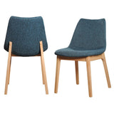 Homeroots Set Of Two Blue Fabric Dining Chairs  Wood 472156