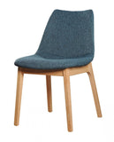 Set of Two Vibrant Blue Fabric Dining Chairs with Sturdy Beechwood Base for Modern Spaces