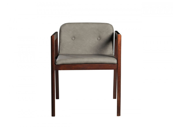 Homeroots Set Of Two Dark Gray Faux Leather Dining Chairs  Wood 472157