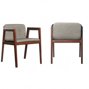 Homeroots Set Of Two Dark Gray Faux Leather Dining Chairs  Wood 472157