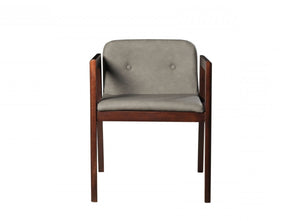 Homeroots Set Of Two Dark Gray Faux Leather Dining Chairs  Wood 472157