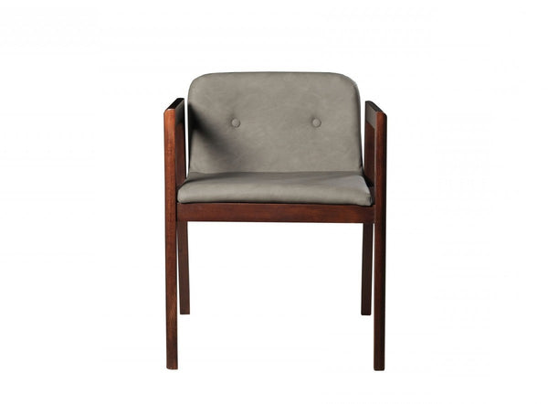 Homeroots Set Of Two Dark Gray Faux Leather Dining Chairs  Wood 472157