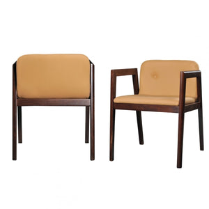 Homeroots Set Of Two Beige Modern Faux Leather Dining Chairs  Wood 472158