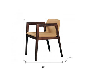 Homeroots Set Of Two Beige Modern Faux Leather Dining Chairs  Wood 472158