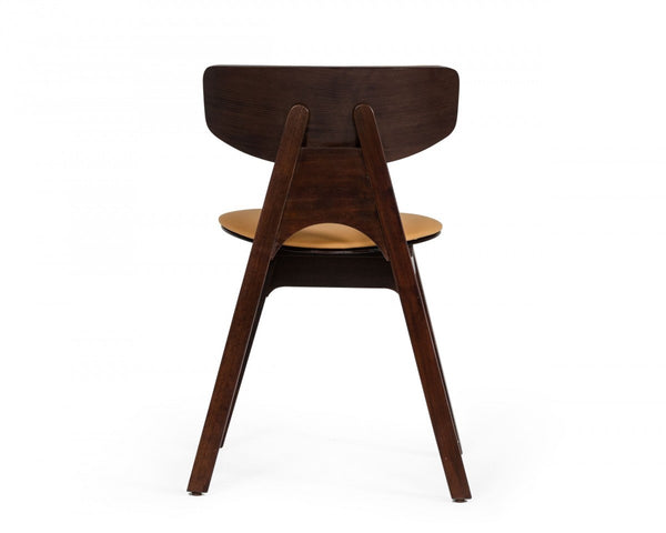 Homeroots Set Of Two Beige Faux Leather Modern Dining Chairs  Wood 472159