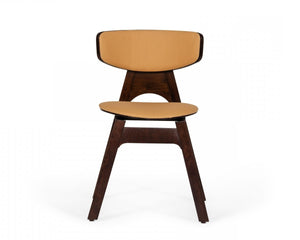 Homeroots Set Of Two Beige Faux Leather Modern Dining Chairs  Wood 472159