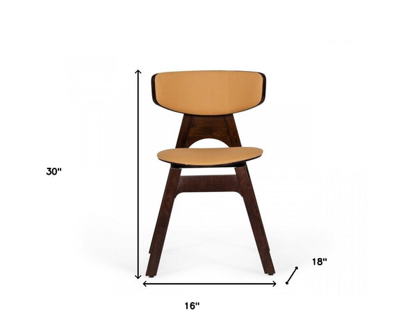 Homeroots Set Of Two Beige Faux Leather Modern Dining Chairs  Wood 472159