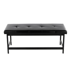 English Elm Bench Upholstered in Faux Leather with Powder Coated Frame for Bedroom or Entryway B202S02134