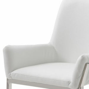 Homeroots White And Silver Upholstered Faux Leather Dining Arm Chair  Metal 472164