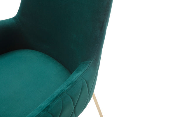 Homeroots Green Velvet Gold Dining Chair  Metal 472165