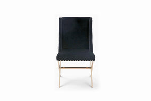 Homeroots Black Velvet And Rose Gold Nailhead Modern Dining Chair  Metal 472166