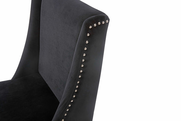 Homeroots Black Velvet And Rose Gold Nailhead Modern Dining Chair  Metal 472166