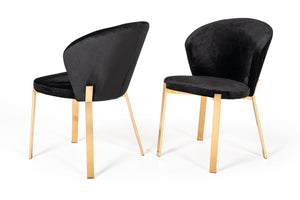 Homeroots Set Of Two Black And Champagne Upholstered Velvet Wing Back Dining Side Chairs  Metal 472168