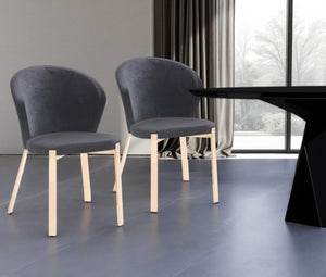HomeRoots Set of Two Elegant Black Velvet Wing Back Chairs with Champagne Legs for Dining & Accent Use 472168