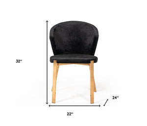 Homeroots Set Of Two Black And Champagne Upholstered Velvet Wing Back Dining Side Chairs  Metal 472168