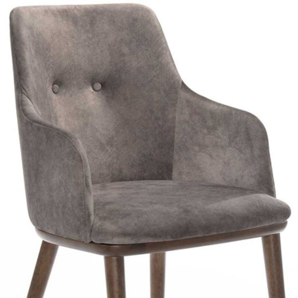 Homeroots Set Of Two Gray Walnut Modern Dining Chairs  Wood 472169