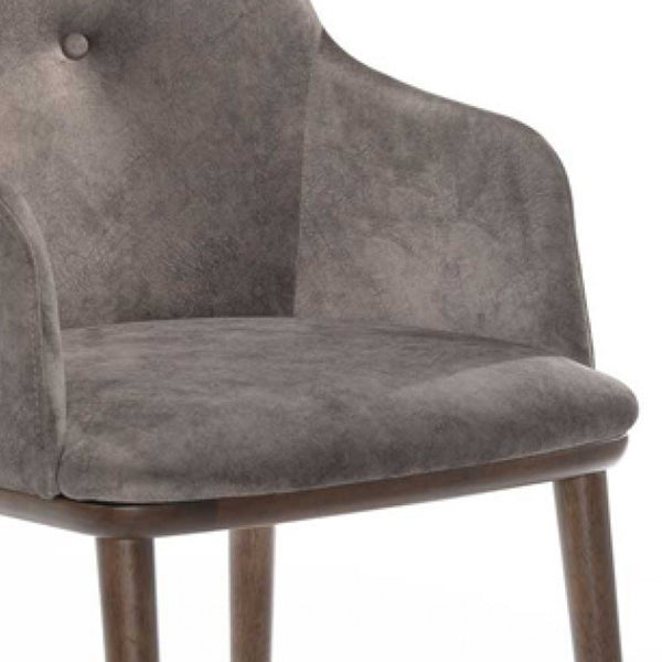 Homeroots Set Of Two Gray Walnut Modern Dining Chairs  Wood 472169