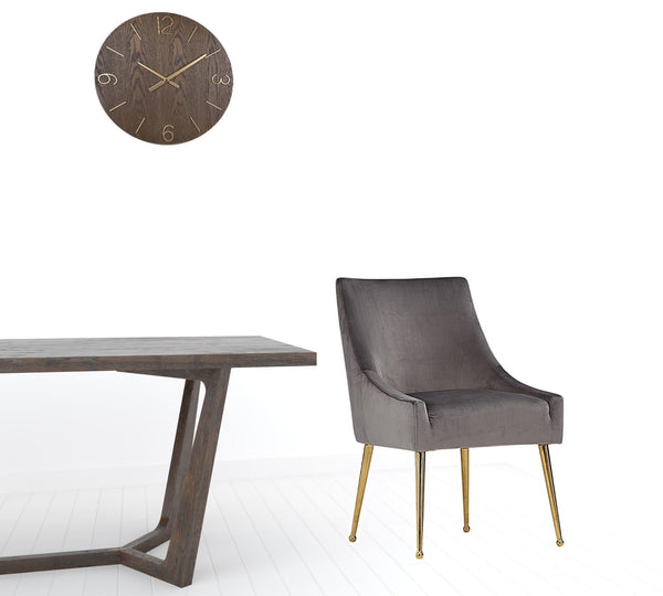 Homeroots Set Of Two Gray Rosegold Velvet Dining Chairs  Metal 472170